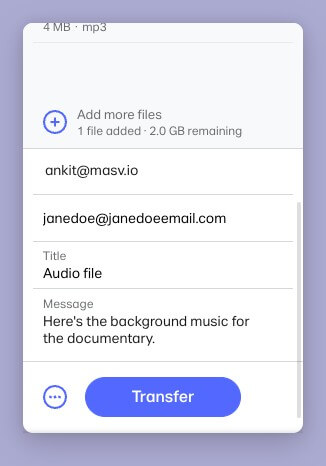 Sending audio files via WeTransfer