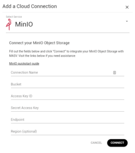 minio cloud connection