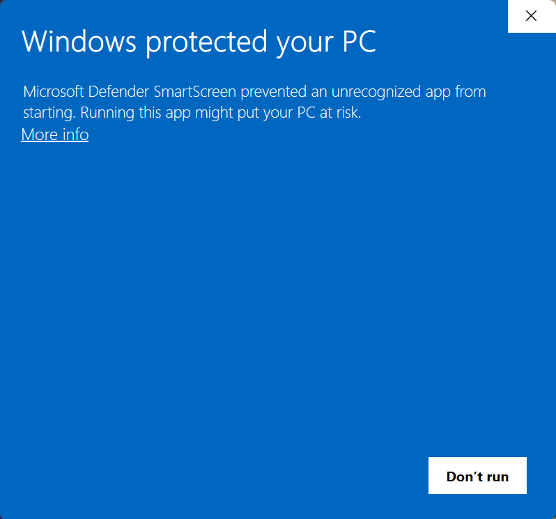 Microsoft Defender warning message